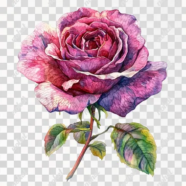 Intricate Watercolor Rose Clipart for Creative Projects