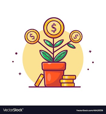 invesment plant money with gold coin cartoon
