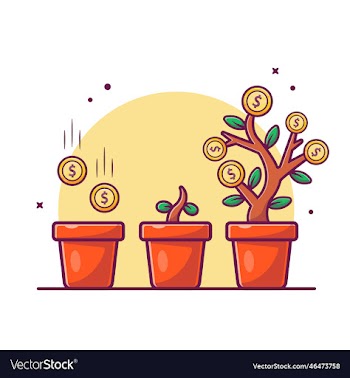 invesment plant money with gold coin cartoon