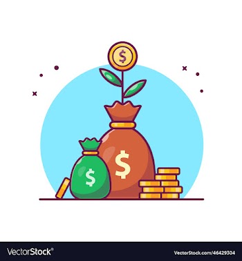 investment plant money with gold coin cartoon