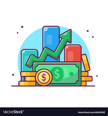 investment statistic growth with money cartoon