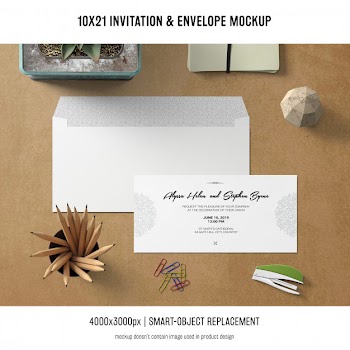 Invitation and envelope mockup Free Psd