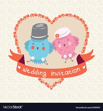  					Invitation or wedding card with two bird vector image														