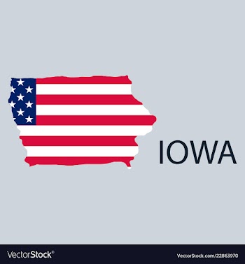 Iowa state of america with map flag print on map vector image