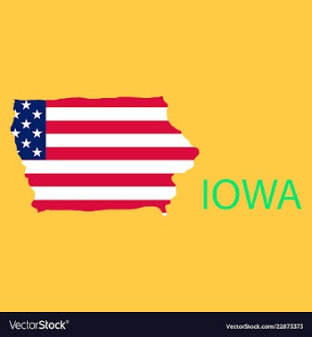 Iowa state of america with map flag print on map vector image
