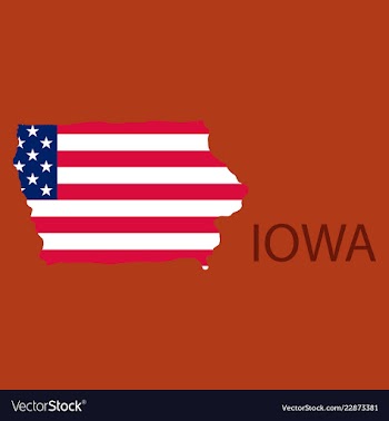 Iowa state of america with map flag print on map vector image