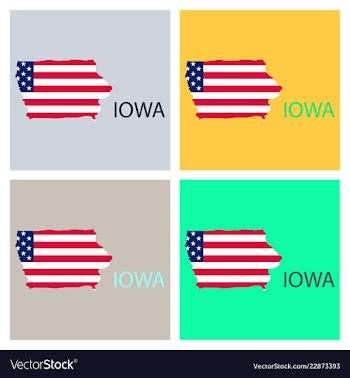 Iowa state of america with map flag print on map vector image