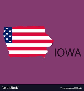 Iowa state of america with map flag print on map vector image
