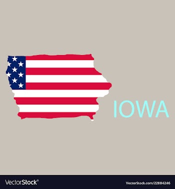 Iowa state of america with map flag print on map vector image