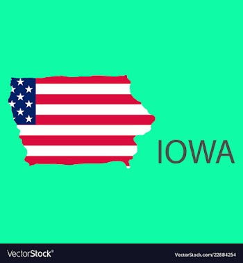Iowa state of america with map flag print on map vector image