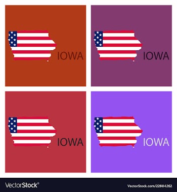 Iowa state of america with map flag print on map vector image