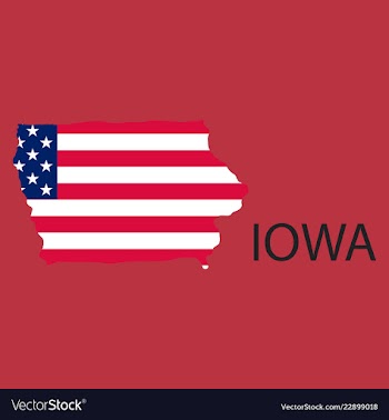 Iowa state of america with map flag print on map vector image