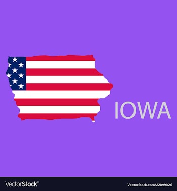 Iowa state of america with map flag print on map vector image