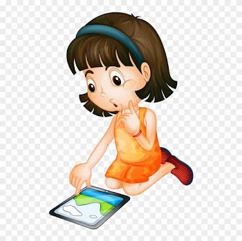 Ipad Cartoon Clip Art - Girl On Ipad Cartoon
