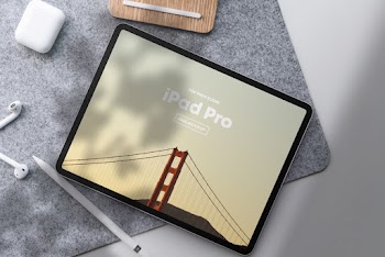 iPad Pro Top View Scene Free Mockup