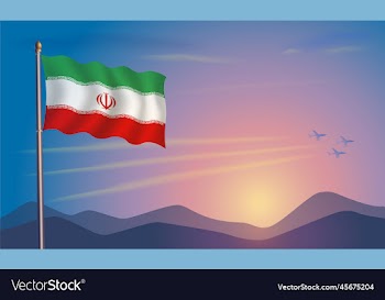 iran flag in the morning sun