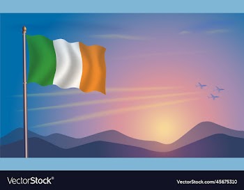 ireland flag in the morning sun