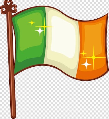 Ireland Saint Patrick's Day Symbol Banner, Wind fluttering flags transparent background PNG clipart