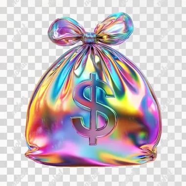 Iridescent Holographic 3D Money Bag Icon Illustration Iridescent Holographic 3D Money Bag Icon Illustration