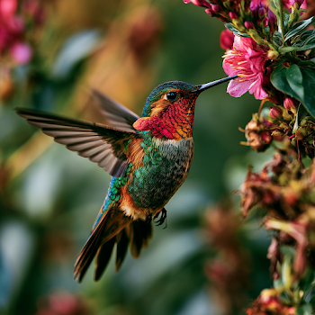 Iridescent Hummingbird in Flight