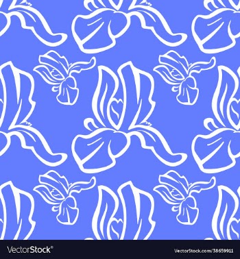 iris flower seamless pattern blue color