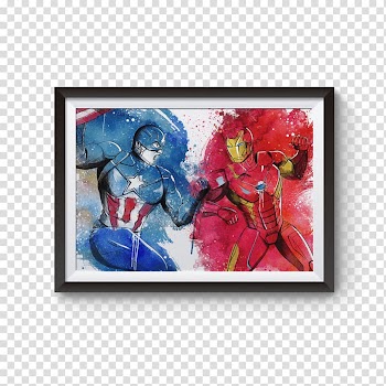 Iron Man Captain America Thor Art Watercolor painting, Iron Man transparent background PNG clipart