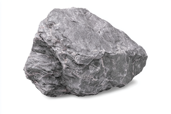 Irregular Gray Stone Rock on White Background