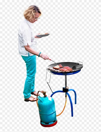 Is Grilling Salmon And Sausages - People Grilling Png