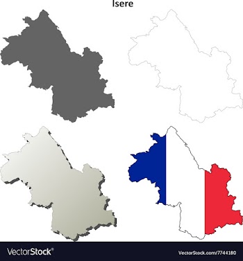 Isere Rhone-Alpes outline map set vector image