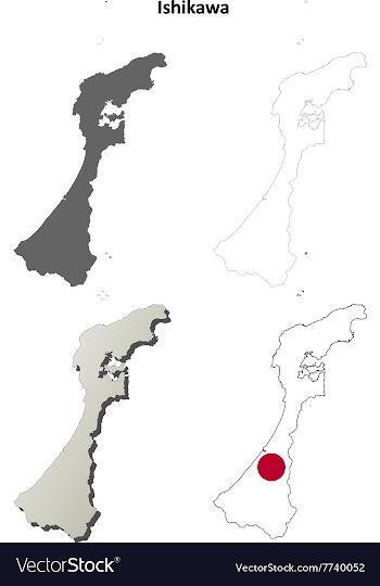 Ishikawa blank outline map set vector image
