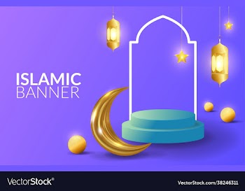 islamic background with podium sale and golden