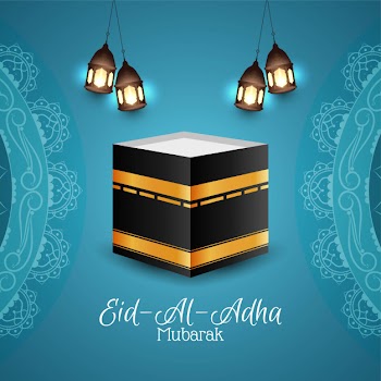 Islamic eid al adha mubarak religious background Free Vector