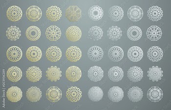 Islamic ornament vector , persian motiff . 3d ramadan islamic round pattern elements . Geometric logo template set. Circular ornamental arabic symbols .