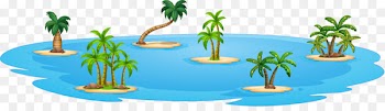 Island Cartoon Photography Illustration - Blue ocean island 