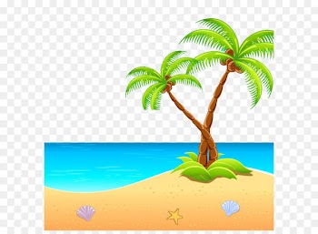 Island Clip art - Seaside palm leaves picture material 