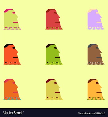 Island stone head moai collection vector image
