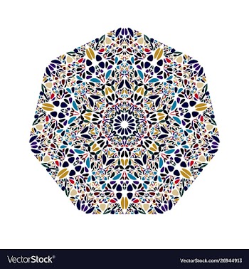 Isolated abstract floral mosaic ornament heptagon vector image