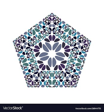 Isolated abstract ornate floral mosaic pentagon vector image