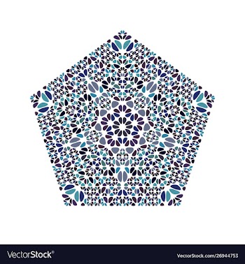 Isolated abstract ornate floral mosaic pentagon vector image
