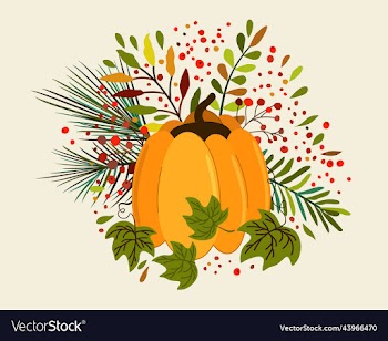 isolated autumn bouquet with pumpkin leaves