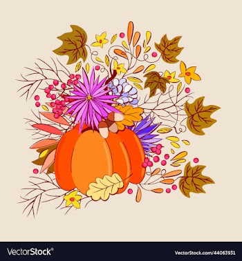 isolated autumn bouquet with pumpkin leaves
