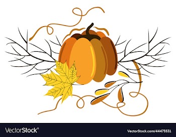 isolated autumnal leaves pumpkin and branches