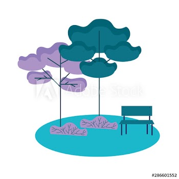Isolated bench and trees vector design