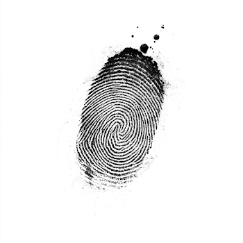 Isolated Black Ink Thumbprint on White Background