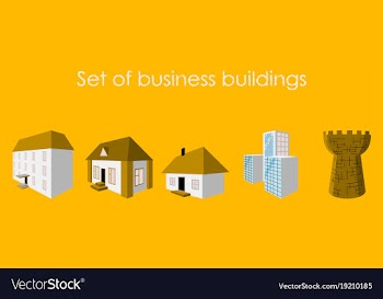 Isolated city buildings icon set different vector image