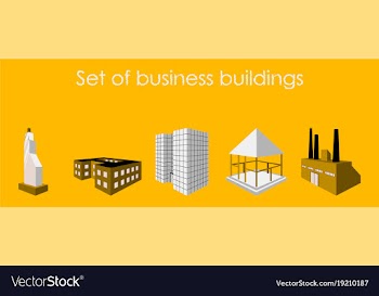 Isolated city buildings icon set different vector image