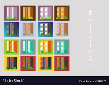 Isolated city buildings icon set different vector image