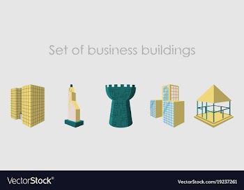 Isolated city buildings icon set different vector image