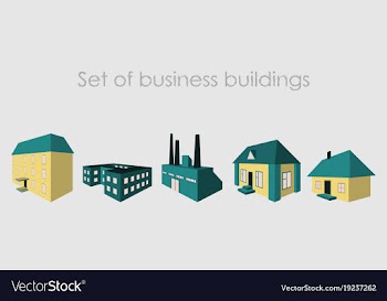 Isolated city buildings icon set different vector image