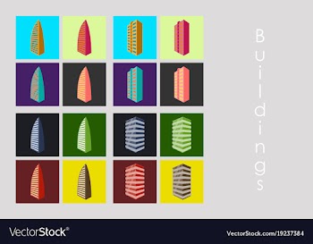 Isolated city buildings icon set different vector image